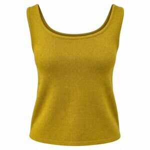 St. John Olive Green Vtg Santana Knit Tank Top Blouse Sleeveless Wool Blend Sz L